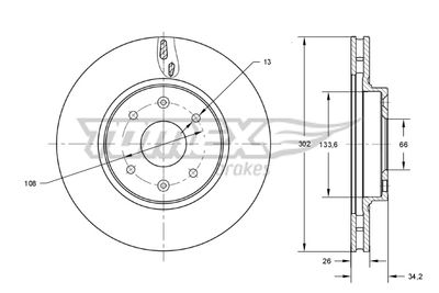 TX7364 TOMEX Brakes Тормозной диск