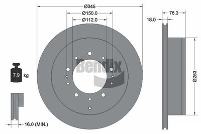 BDS1744 BENDIX Braking Тормозной диск