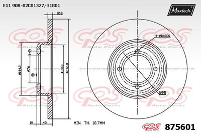 875601 MAXTECH Тормозной диск