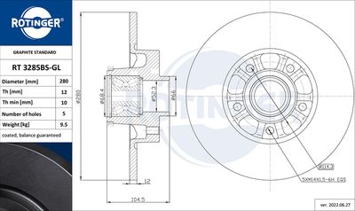 RT3285BSGL ROTINGER Тормозной диск