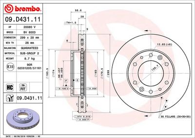 09D43111 BREMBO Тормозной диск