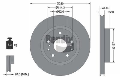 BDS1443 BENDIX Braking Тормозной диск