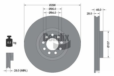 BDS1094 BENDIX Braking Тормозной диск