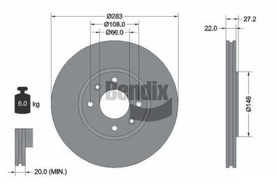 BDS1430 BENDIX Braking Тормозной диск