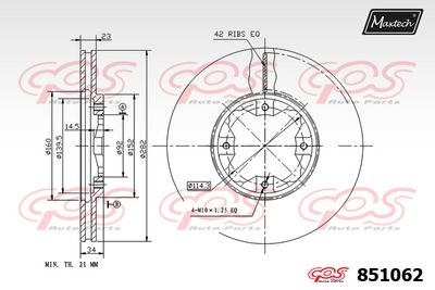 851062 MAXTECH Тормозной диск