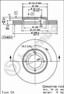 BS8090 BRECO Тормозной диск