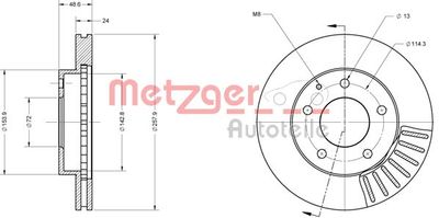 6110409 METZGER Тормозной диск