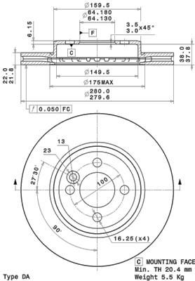 BV8779 BRECO Тормозной диск