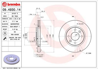 09493014 BREMBO Тормозной диск