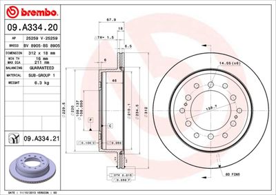 09A33420 BREMBO Тормозной диск