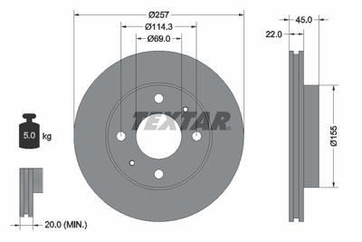 92062800 TEXTAR Тормозной диск