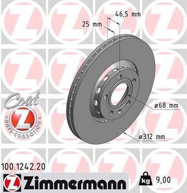 100124220 ZIMMERMANN Тормозной диск