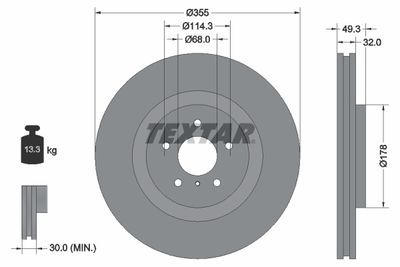 92199105 TEXTAR Тормозной диск