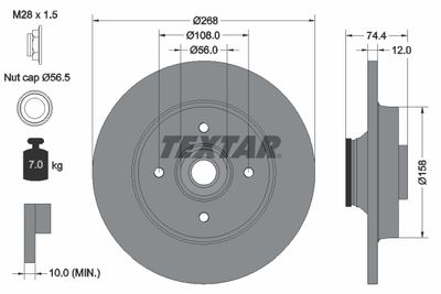 92168703 TEXTAR Тормозной диск