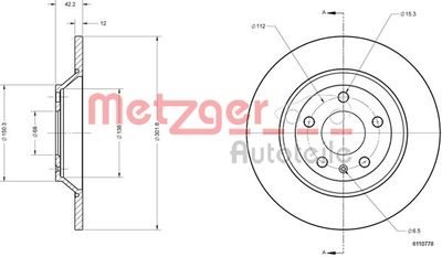 6110778 METZGER Тормозной диск