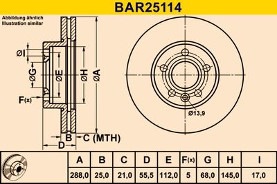 BAR25114 BARUM Тормозной диск