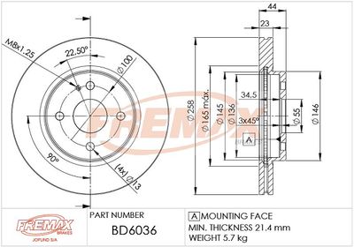 BD6036 FREMAX Тормозной диск