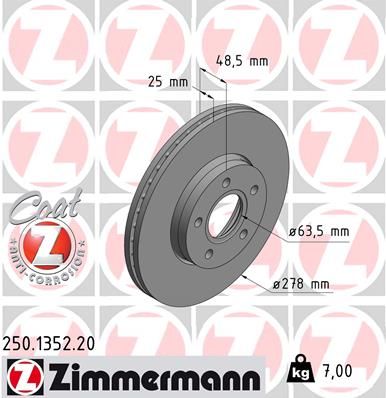 250135220 ZIMMERMANN Тормозной диск