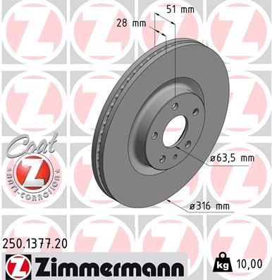 250137720 ZIMMERMANN Тормозной диск