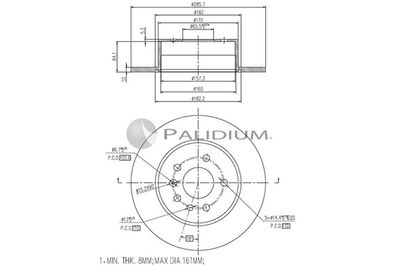 P330123 ASHUKI by Palidium Тормозной диск