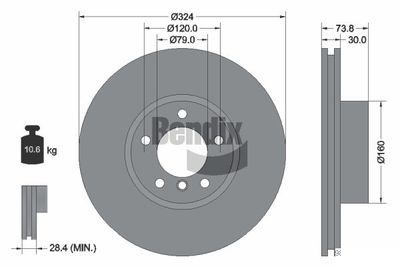 BDS1695HC BENDIX Braking Тормозной диск