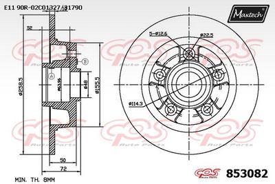 853082 MAXTECH Тормозной диск