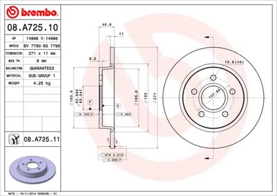 08A72511 BREMBO Тормозной диск