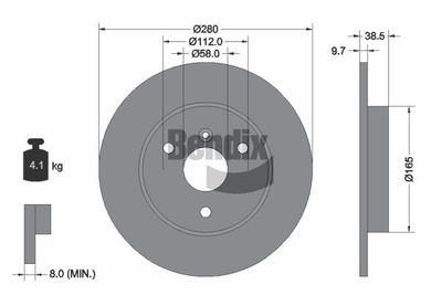 BDS1198 BENDIX Braking Тормозной диск