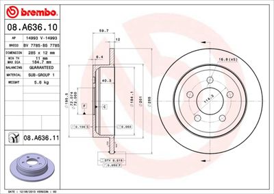08A63611 BREMBO Тормозной диск