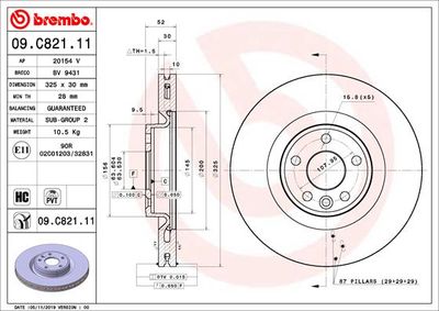 09C82111 BREMBO Тормозной диск