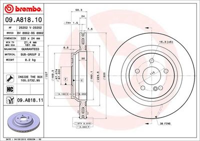 09A81810 BREMBO Тормозной диск