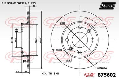 875602 MAXTECH Тормозной диск