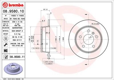 08958011 BREMBO Тормозной диск