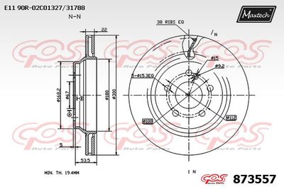 873557 MAXTECH Тормозной диск