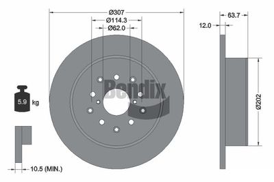 BDS2022 BENDIX Braking Тормозной диск