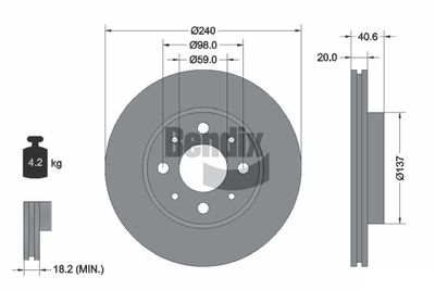 BDS1085 BENDIX Braking Тормозной диск