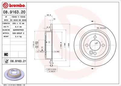 BS6040 BRECO Тормозной диск