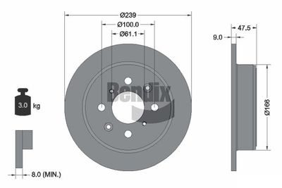 BDS1649 BENDIX Braking Тормозной диск