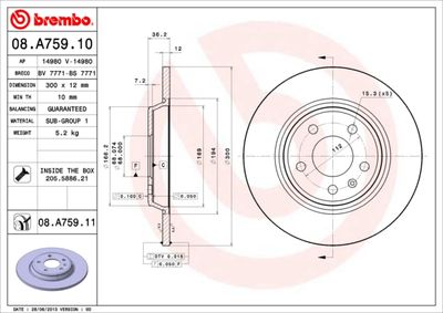 08A75910 BREMBO Тормозной диск