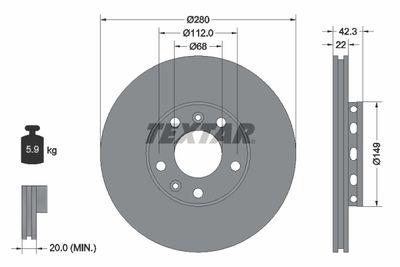 92152200 TEXTAR Тормозной диск