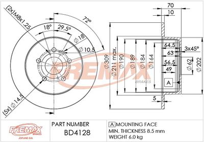 BD4128 FREMAX Тормозной диск