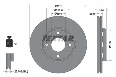 92204400 TEXTAR Тормозной диск