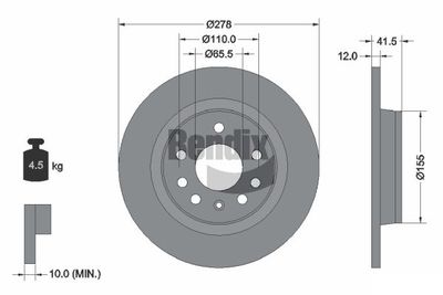 BDS1181 BENDIX Braking Тормозной диск