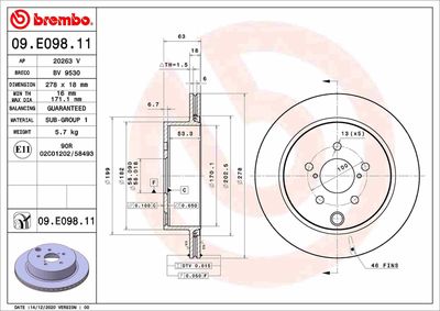 09E09811 BREMBO Тормозной диск