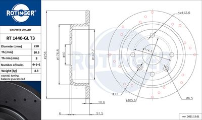 RT1440GLT3 ROTINGER Тормозной диск