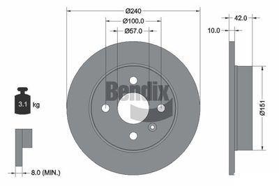BDS1249 BENDIX Braking Тормозной диск