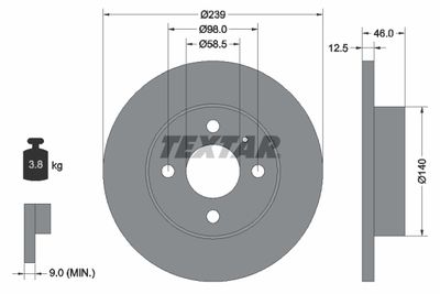 92044000 TEXTAR Тормозной диск