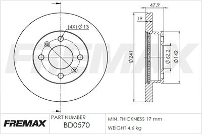 BD0570 FREMAX Тормозной диск