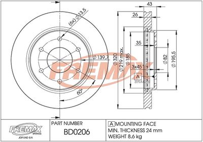 BD0206 FREMAX Тормозной диск