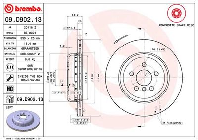 09D90213 BREMBO Тормозной диск